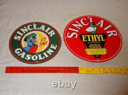 Vintage Sinclair Gasoline Dino The Dinosaur Porcelain Metal Sign Collection Of 2