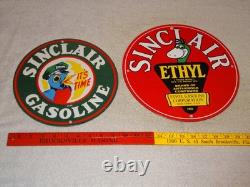Vintage Sinclair Gasoline Dino The Dinosaur Porcelain Metal Sign Collection Of 2