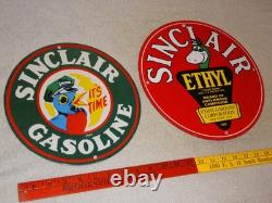 Vintage Sinclair Gasoline Dino The Dinosaur Porcelain Metal Sign Collection Of 2
