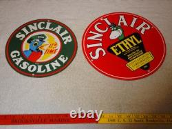 Vintage Sinclair Gasoline Dino The Dinosaur Porcelain Metal Sign Collection Of 2