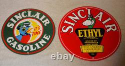 Vintage Sinclair Gasoline Dino The Dinosaur Porcelain Metal Sign Collection Of 2
