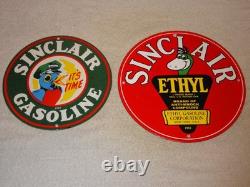 Vintage Sinclair Gasoline Dino The Dinosaur Porcelain Metal Sign Collection Of 2