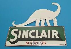 Vintage Sinclair Gasoline Porcelain Dino Motor Oil Service Station Pump Sign