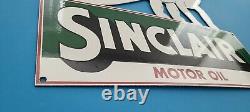 Vintage Sinclair Gasoline Porcelain Dino Motor Oil Service Station Pump Sign