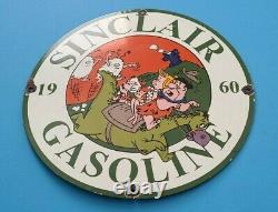 Vintage Sinclair Gasoline Porcelain Flintstones Dino Gas Service Station Sign