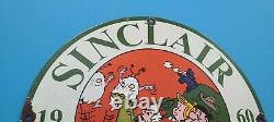 Vintage Sinclair Gasoline Porcelain Flintstones Dino Gas Service Station Sign
