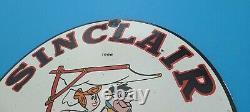 Vintage Sinclair Gasoline Porcelain Flintstones Service Station Pump 12 Sign