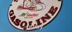 Vintage Sinclair Gasoline Porcelain Flintstones Service Station Pump 12 Sign
