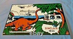 Vintage Sinclair Gasoline Porcelain Hc Pump Service Station Ww2 Dinosaur Sign