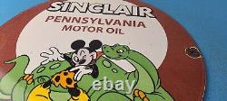 Vintage Sinclair Gasoline Porcelain Mickey Mouse Service Station Pump Plate Sign