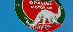 Vintage Sinclair Gasoline Porcelain Opaline Dino Service Station Pump Ad Sign