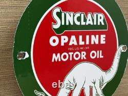 Vintage Sinclair Gasoline Porcelain Sign Dealership Gas Station Dino Motor Oil