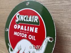 Vintage Sinclair Gasoline Porcelain Sign Dealership Gas Station Dino Motor Oil