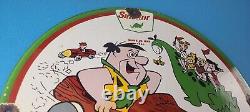 Vintage Sinclair Gasoline Porcelain Sign Dino Flintstones Pump Plate Sign