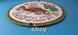 Vintage Sinclair Gasoline Porcelain Sign Dino Flintstones Pump Plate Sign