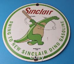 Vintage Sinclair Gasoline Sign Baseball Dinosaur Porcelain Gas Oil Pump Sign