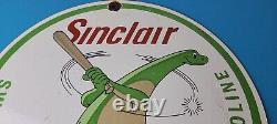 Vintage Sinclair Gasoline Sign Baseball Dinosaur Porcelain Gas Oil Pump Sign
