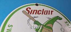 Vintage Sinclair Gasoline Sign Baseball Dinosaur Porcelain Gas Oil Pump Sign