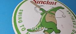 Vintage Sinclair Gasoline Sign Baseball Dinosaur Porcelain Gas Oil Pump Sign