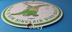 Vintage Sinclair Gasoline Sign Baseball Dinosaur Porcelain Gas Oil Pump Sign