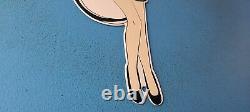 Vintage Sinclair Gasoline Sign Filling Station Girl Gas Pump Porcelain Sign