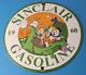 Vintage Sinclair Gasoline Sign Porcelain Flintstones Dino Retro Gas Pump Sign