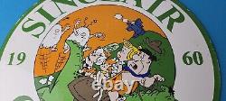 Vintage Sinclair Gasoline Sign Porcelain Flintstones Dino Retro Gas Pump Sign