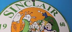 Vintage Sinclair Gasoline Sign Porcelain Flintstones Dino Retro Gas Pump Sign