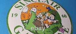 Vintage Sinclair Gasoline Sign Porcelain Flintstones Dino Retro Gas Pump Sign