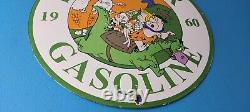 Vintage Sinclair Gasoline Sign Porcelain Flintstones Dino Retro Gas Pump Sign