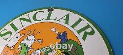 Vintage Sinclair Gasoline Sign Porcelain Flintstones Dino Retro Gas Pump Sign