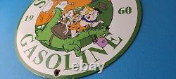 Vintage Sinclair Gasoline Sign Porcelain Flintstones Dino Retro Gas Pump Sign