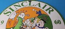 Vintage Sinclair Gasoline Sign Porcelain Flintstones Dino Retro Gas Pump Sign