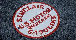 Vintage Sinclair Gasoline Sign Porcelain Gas Station Oil Pump Plate Rare Dino
