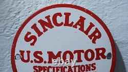 Vintage Sinclair Gasoline Sign Porcelain Gas Station Oil Pump Plate Rare Dino