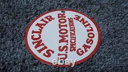 Vintage Sinclair Gasoline Sign Porcelain Gas Station Oil Pump Plate Rare Dino