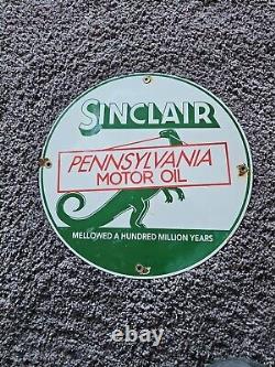 Vintage Sinclair Gasoline Sign Porcelain Service Station Gas Pump Plate Sign