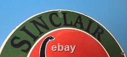 Vintage Sinclair Lubricants Porcelain Dino Gas Motor Oil Service Pump Plate Sign