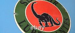 Vintage Sinclair Lubricants Porcelain Dino Gas Motor Oil Service Pump Plate Sign