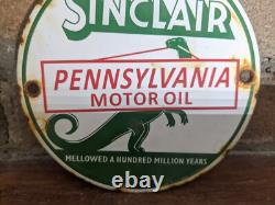 Vintage Sinclair Oil Porcelain Gas Station Fuel Pump Door Sign 5 Pennsylania