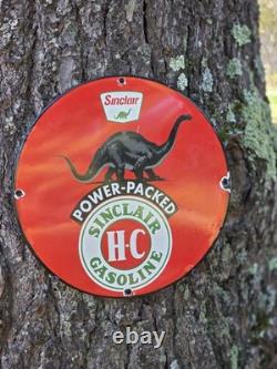 Vintage Sinclair Oil Power Packed Porcelain Sign 12