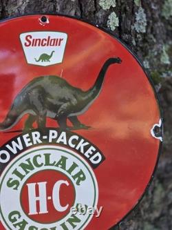 Vintage Sinclair Oil Power Packed Porcelain Sign 12