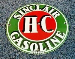 Vintage Sinclair Porcelain Gasoline Gas Hc Oil Service Station Pump Plate Sign
