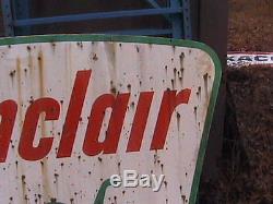Vintage Sinclair Sign Porcelain Gas Station Sign 5'x7' & Hanger Original
