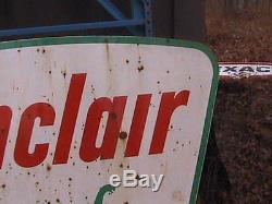 Vintage Sinclair Sign Porcelain Gas Station Sign 5'x7' & Hanger Original