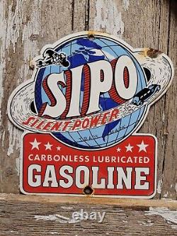 Vintage Sipo Porcelain Sign Oil Lubricated Carbonless Gasoline Station Service
