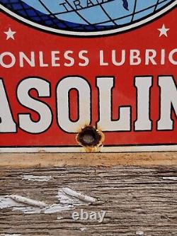 Vintage Sipo Porcelain Sign Oil Lubricated Carbonless Gasoline Station Service