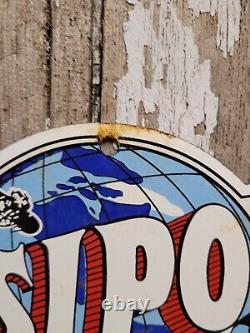 Vintage Sipo Porcelain Sign Oil Lubricated Carbonless Gasoline Station Service
