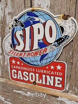 Vintage Sipo Porcelain Sign Oil Lubricated Carbonless Gasoline Station Service