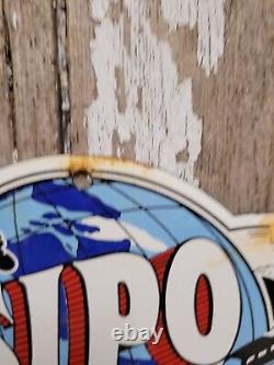 Vintage Sipo Porcelain Sign Oil Lubricated Carbonless Gasoline Station Service